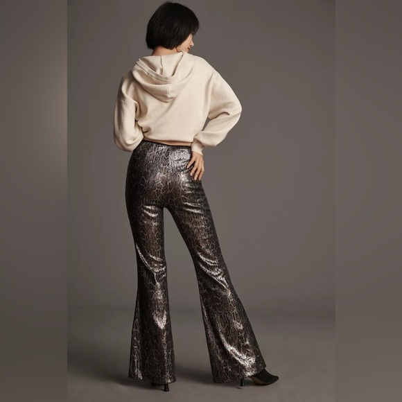 Anthropologie Sequin Snake Joni Pants Women’s Size 6 NWT Brown Gray Animal Print - Picture 2 of 16